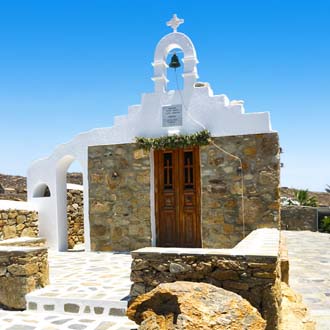Wit kerkje in Mykonos, Griekenland